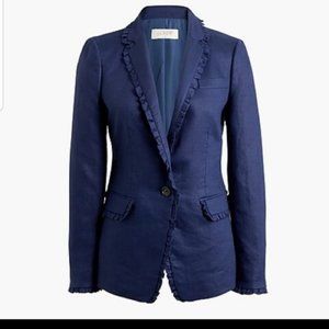 J.Crew Linen Ruffle Trim Blazer Size 16 NWT